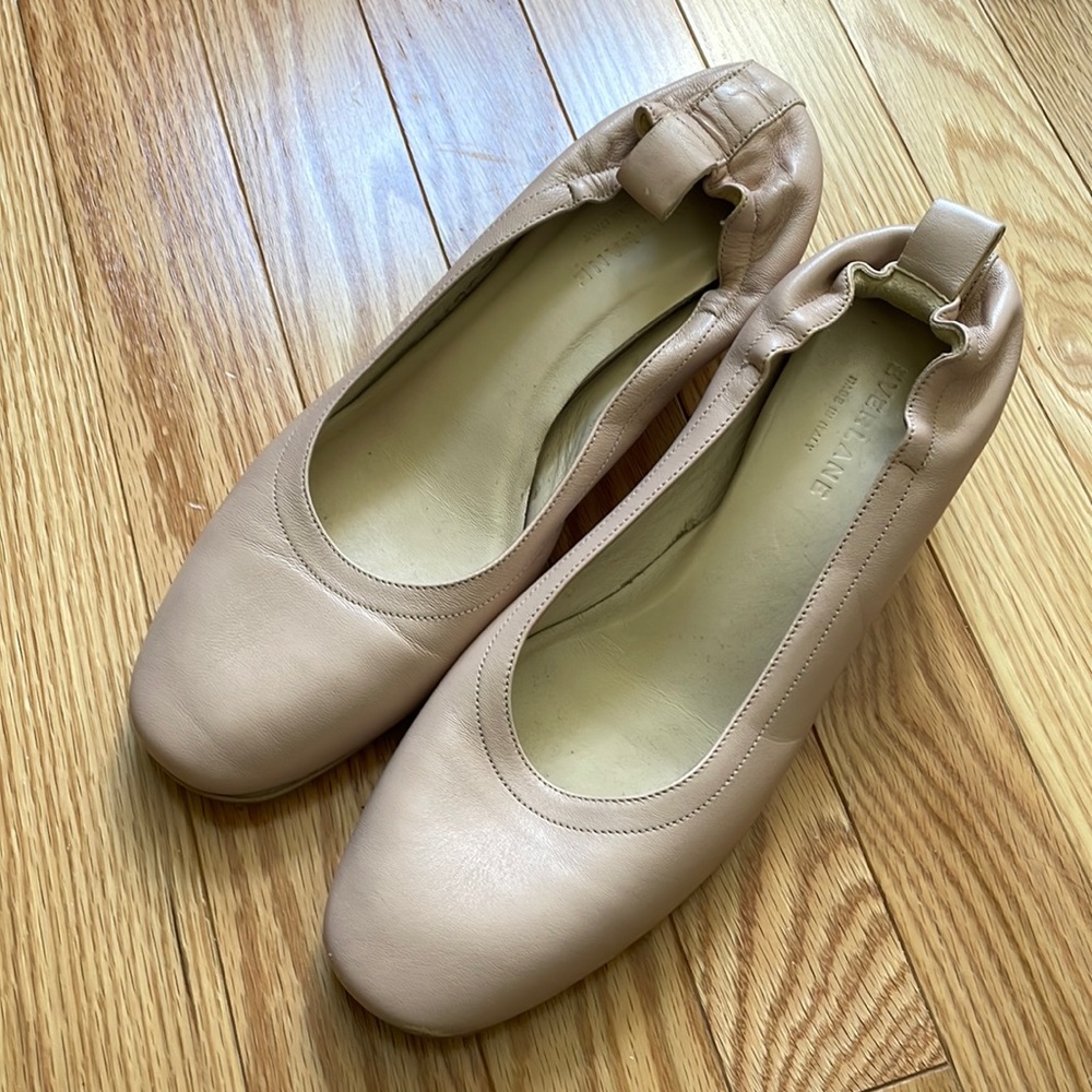 Everlane midi heel ballet flats nude/tan leather lightly worn